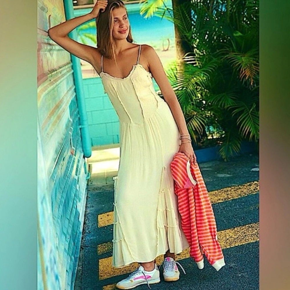 FREE PEOPLE Cream Siren Nights Maxi Dress